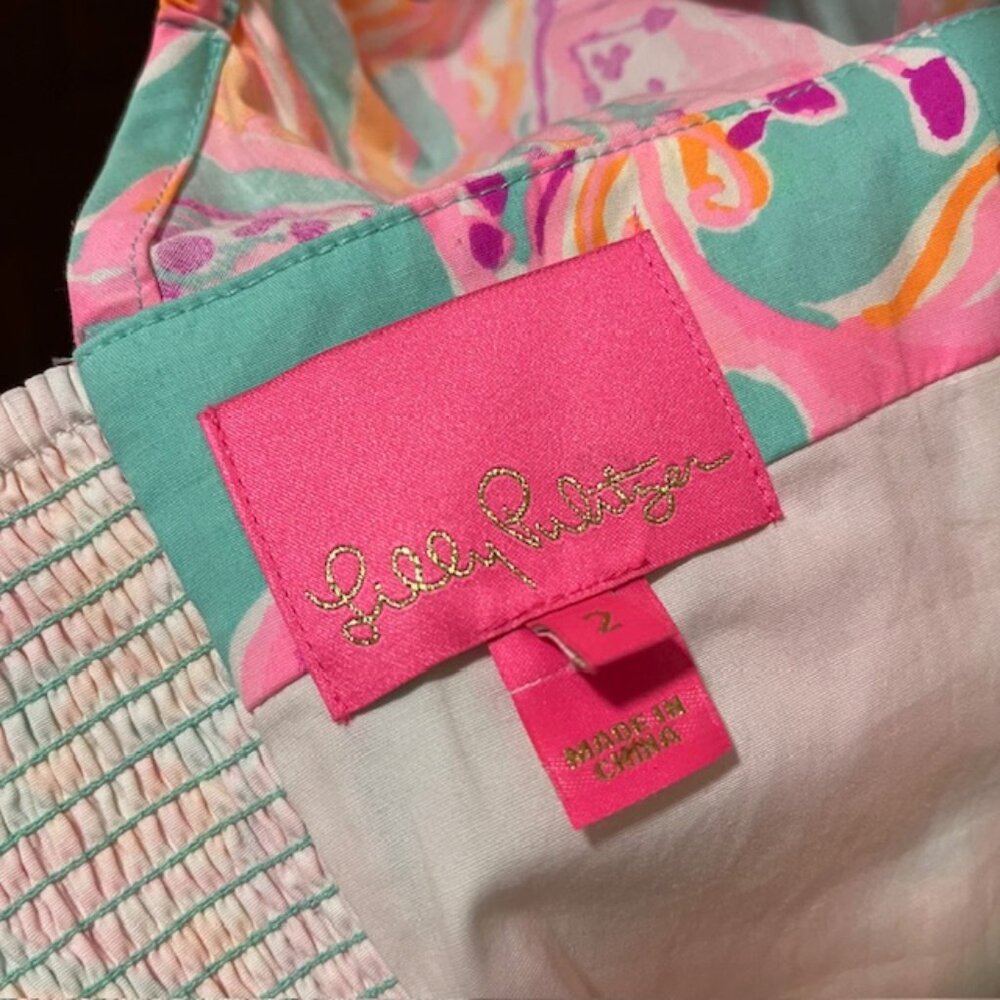 Lily Pulitzer - Lunetta Puff Sleeve Stretch Dress Size 2 - Picture 5 of 5
